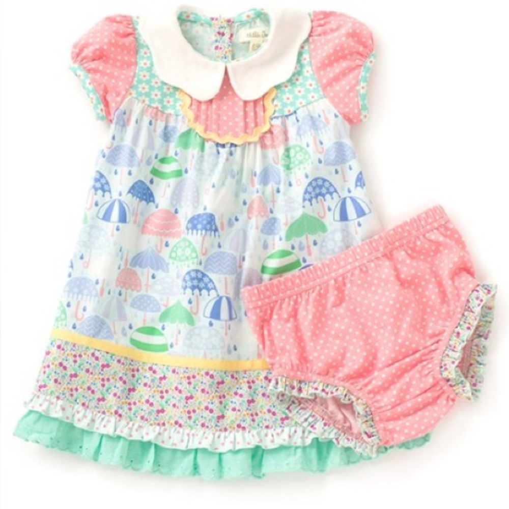 MATILDA JANE VGUC Colorful Umbrella Peter Pan Collar Dress w/ Bloomers